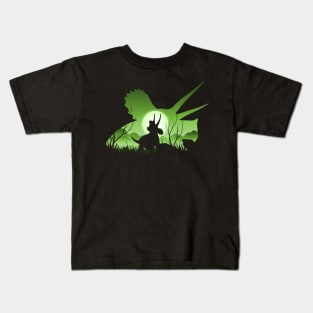 Triceratops Sunset silhouette Kids T-Shirt